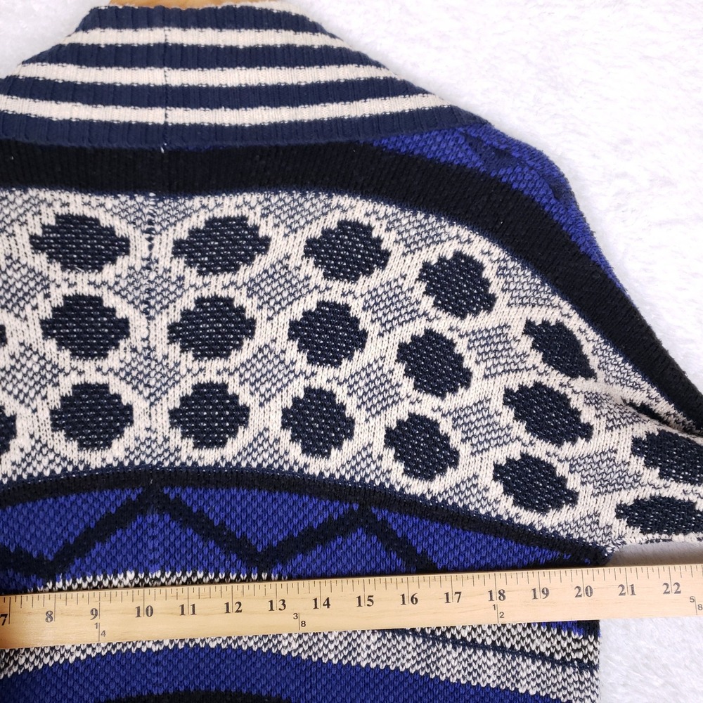Lucky Brand Cardigan Sweater Womens XS/S Open Front Aztec Southwestern Blue Boho - Picture 7 of 8